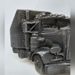 VINTAGE BIG RIG 3D PEWTER METAL BELT BUCKLE TRUCKER TRUCKING MADE IN USA MEN OS