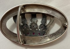 Vintage Rare Justin Davis Crown 925 Sterling Belt Buckle with stones