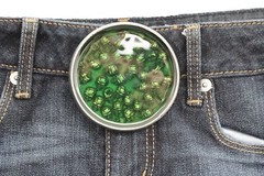 Men Women Trucker Silver Metal Buckle Gothic Fashion Green Skeleton Biker Skulls