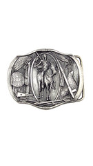 Vintage 1984 Bergamot Brass Works Native American Horse Rider Belt Buckle