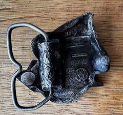 Vintage 1979 Bergamot 2.5&Prime; x 2.5&Prime; Circular Saw Tool Brass Works Shop Belt Buckle