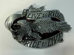LIVE to RIDE, RIDE to LIVE Patriotic Eagle USA Motorcycle Bikers Belt Buckle