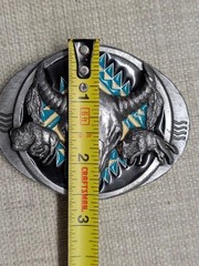 vintage USA made SOUTHWESTERN belt buckle NATIVE AMERICAN buffalo indian COWBOY