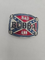 Battle Flag Bad Ass Red White & Blue Stars States Belt Buckle