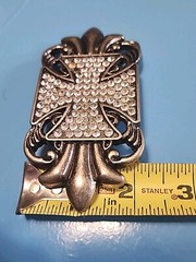 4.25&Prime; Dark Silver Metal Belt Buckle Fleur De Lis Cross Weekend Accessory Chopper