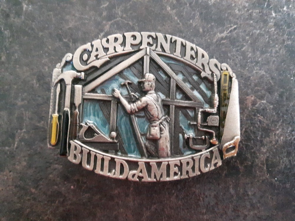 Vintage 1987 Carpenter Build America The Great American Buckles Belt Buckle