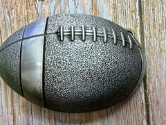 American Football Sports Textured Ball Cutout Silver Color Figural Belt Buckle