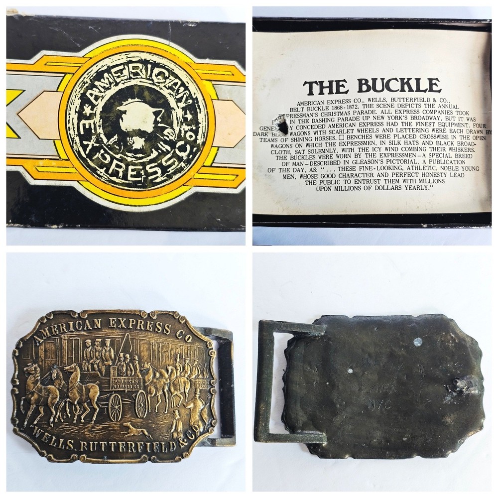 Vintage American Express Co Wells Butterfield Stagecoach Belt Buckle Synek NYC