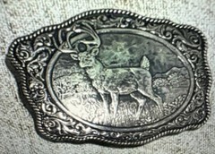 Crumrine Western Mens Silver Tone Belt Buckle Rectangle Buck Hunting Cowboy