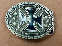 Maltese Celtic Iron Cross Chained Border Gothic Punk Biker Vibe EJC Belt Buckle