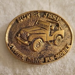 Super-Jeep 4-Wheel Drive Fun-Mobile 1970s Solid Brass Vintage Belt Buckle