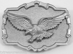 BELT BUCKLES Flying Eagle Antiqued Silver Gray Rectangle Patriotic Western NWOT!