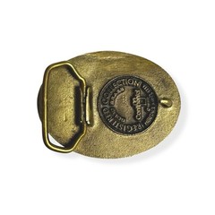 VTG 1980 Brass All Around Cowboy Oklahoma Western Bucking Horse Belt Buckle 3.5”