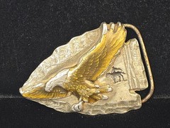 Arrowhead Eagle Belt Buckle Siskiyou Native American Indian Spirit Green Enamel