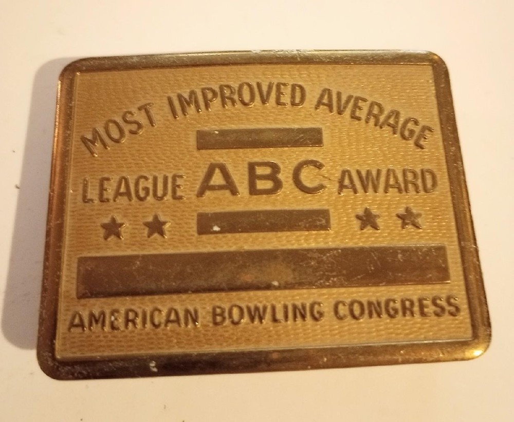 Vintage Belt Buckle American Bowling Congress Most Improved Average League Award