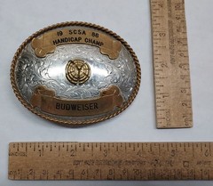 1986 – SCSA – HANDICAP CHAMP – BUDWEISER – BELT BUCKLE – listing # 9565