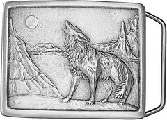 Vintage 1970s Design Solid Pewter Howling Coyote Belt Buckle – USA Made