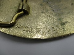 Vintage State Of Texas Belt Buckle Mens Gold 1.5&Prime; Metal Oval Star Western Cowboy