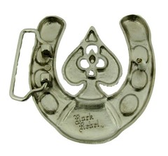 Lucky Horseshoe Spade Silver Chrome Metal Wedding Bride Rock Rebel Belt Buckle