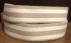 Banana Republic White/ Tan Striped Canvas Italian Leather Belt M 41”overall GUC