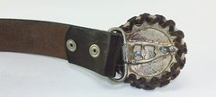 vintage HARLEY DAVIDSON motorcyle BELT BUCKLE metal leather Size 80 /24