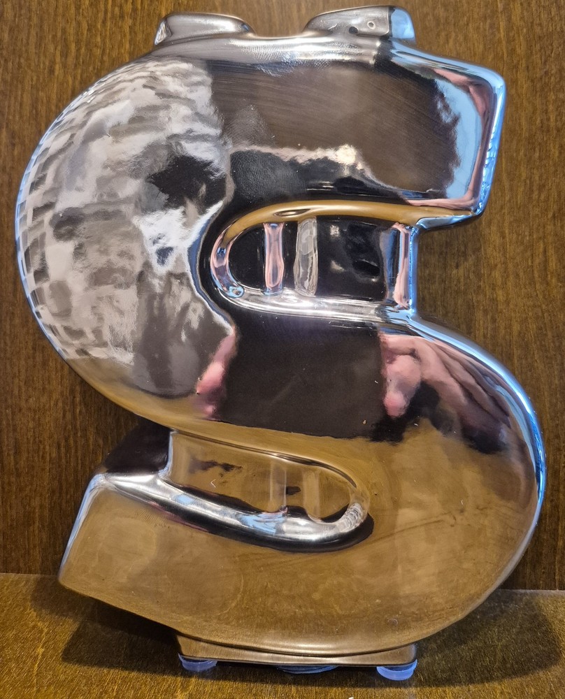 Dollar Sign Money Coin Bank Chrome Coloured