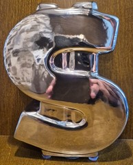 Dollar Sign Money Coin Bank Chrome Coloured