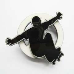 Skateboard Skateboarding Black/White Enamel Metal Spinning Belt Buckle
