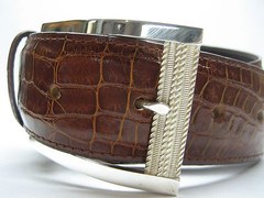 Sterling silver 925 buckle w/1.5&Prime; Genuine Alligator belt sizes 32 to 44 U.S.A.