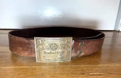 Budweiser Vintage Leather Belt Rodeo Cowboy Country Men’s Belt Western Buckle