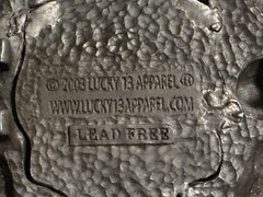 Lucky 13 Belt Buckle/Zippo holder – Pistons & Skull Officially Licensed w/belt