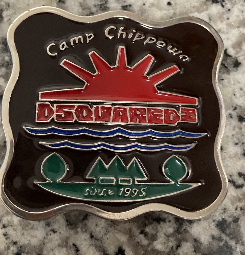 RARE DSQUARED2 Belt Buckle Camp Chippewa Chippawa Made In Canada Black Red Green