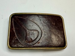 Nixon Logo Embossed on Leather Vintage Advertisement Promotional Belt Buckle