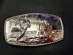 A&rsquo;s Baseball Logo Athletics Sports Oakland CA Silver Color Wide Belt Buckle