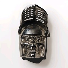 Vintage Knights Helmet & Skull BELT BUCKLE Medieval Armor Heavy Silver-Tone
