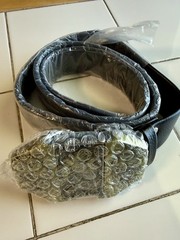 EAGLE BELT BUCKLE WITH HIDDEN FLIP-LIGHTER & Faux Leather Black Belt