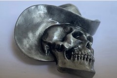Cowboy Skull Belt Buckle: Western Outlaw Skeleton