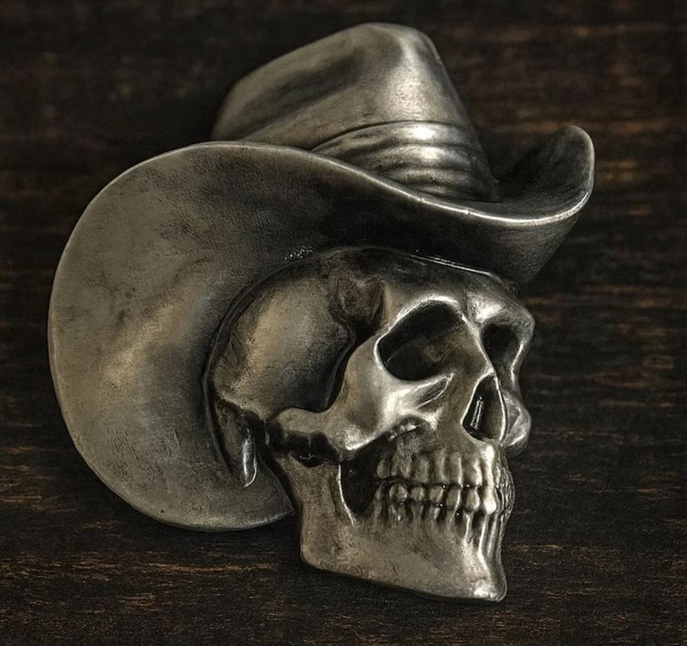 Cowboy Skull Belt Buckle: Western Outlaw Skeleton