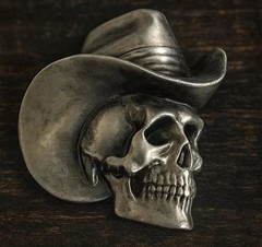 Cowboy Skull Belt Buckle: Western Outlaw Skeleton