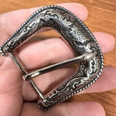 Antique Worn Western Floral Engraved Antique Belt Buckle 1 1/2&Prime;