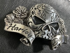 Harley-Davidson “Sugar” Willie G skull belt buckle .#HDWBU10450.Silver plaited