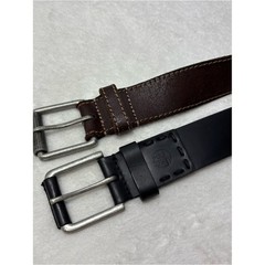 Timberland Black and Brown Set of 2 Leather Belts with Metal Buckle Size L 38-40