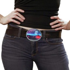 Sci-fi Belt Buckle – Alien Fantasy Landscape Handmade Silver Buckle – 629