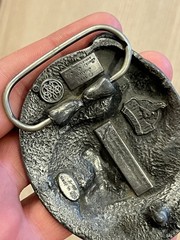 Siskiyou Buckle Co Pewter Belt Buckle Double Eagle Western Blue Resin Vintage
