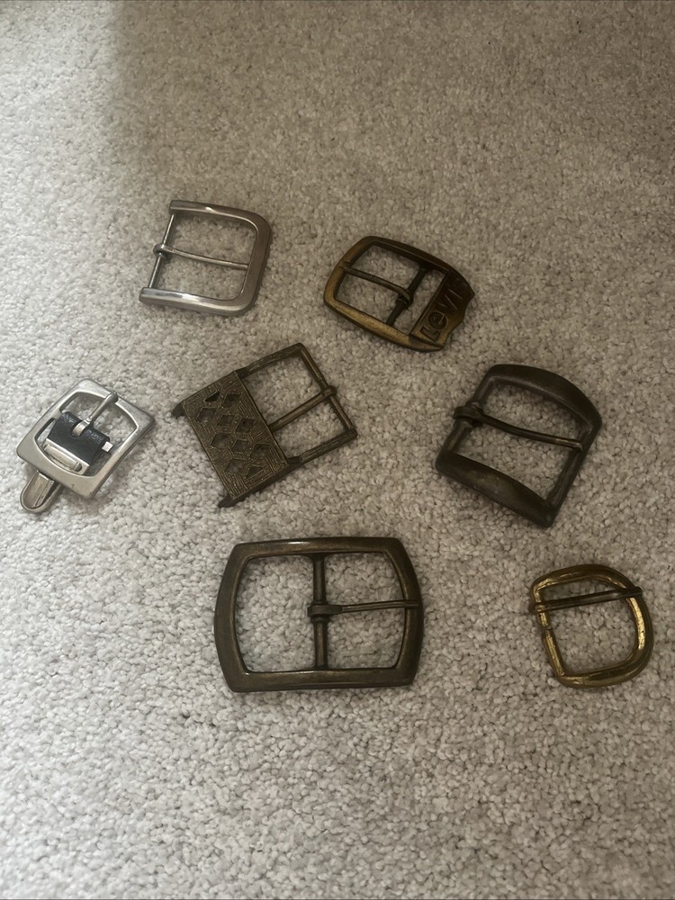 Mixed Belt Buckle Lot Of 7 Vintage MCM pre-owned men&rsquo;s belt buckles Levi’s