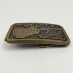 Vintage Nashville Tennessee Music City USA Belt Buckle Guitar Music Notes Brass