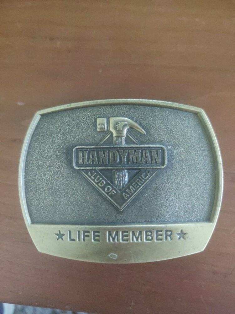Handyman Club of America Belt Buckle Life Member Brass Vintage 1996