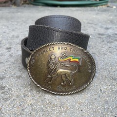 RARE VINTAGE BOB MARLEY & THE WAILERS “Jah People” Metal Belt Buckle +Belt Retro
