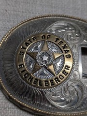 vintage 4PC belt buckle TEXAS custom made GERMAN SILVER nickel silver WESTERN