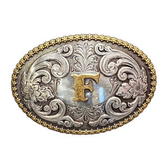 Nocona Antique Scroll & Initial Oval Belt Buckle 37072